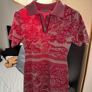 Christian Dior Pink Patterned Polo Dress